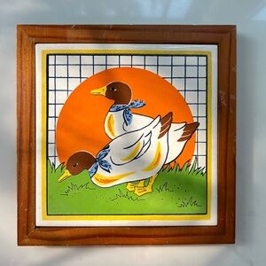 Vintage Gailstyn Sutton Tile 2 Ducks in front of the Sun Trivet 1980s